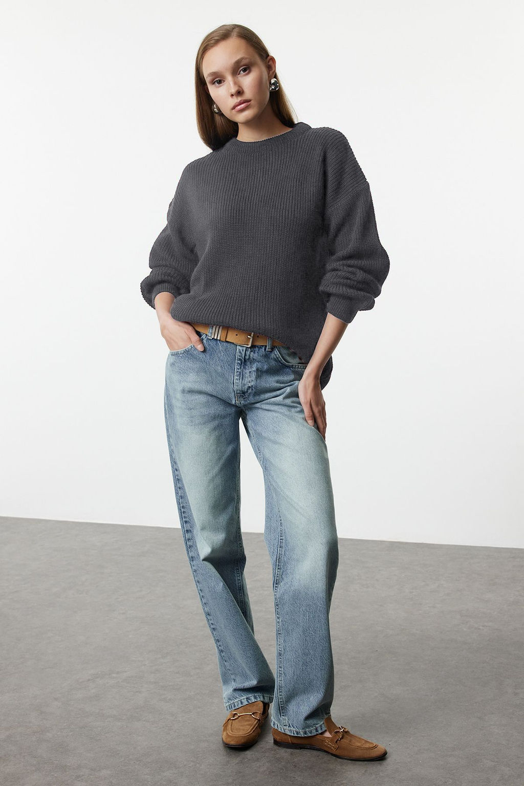 Bordo Genis Kal?p Fitilli Yumusak Dokulu Triko Kazak TWOAW25KZ00342 - Trendyolmilla фото 14