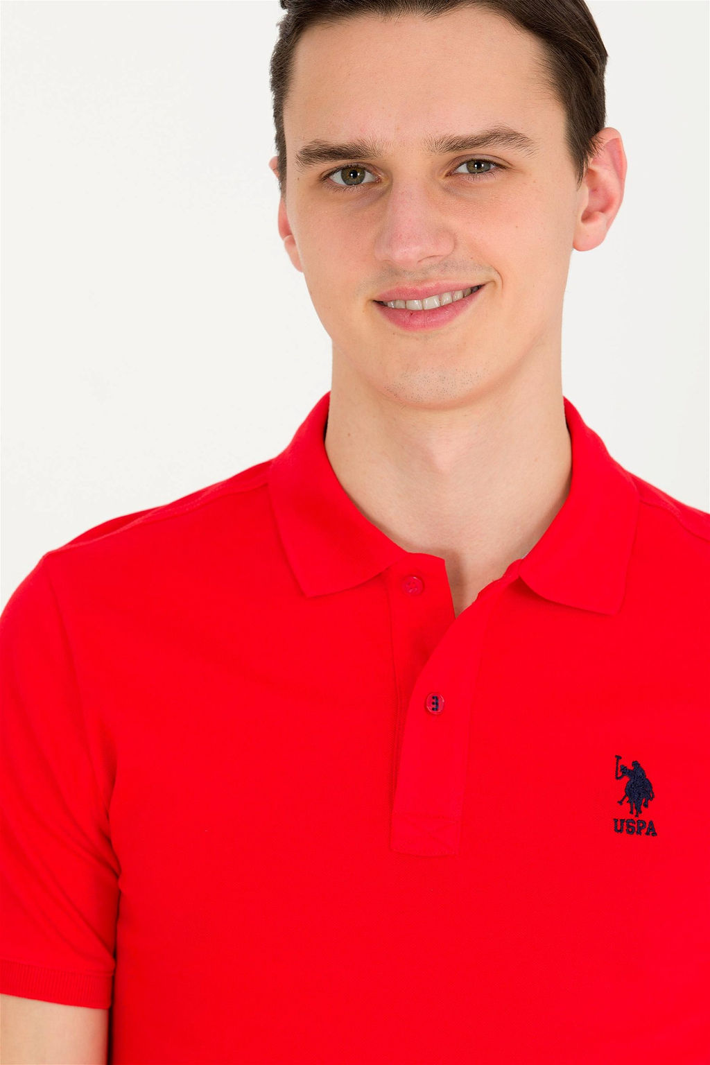 Мужская красная базовая футболка с воротником поло - U.s. polo assn фото 9