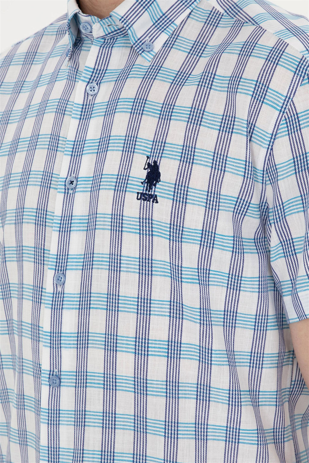 Рубашка U.S. Polo Assn Saks с коротким рукавом из хлопка  фото 7