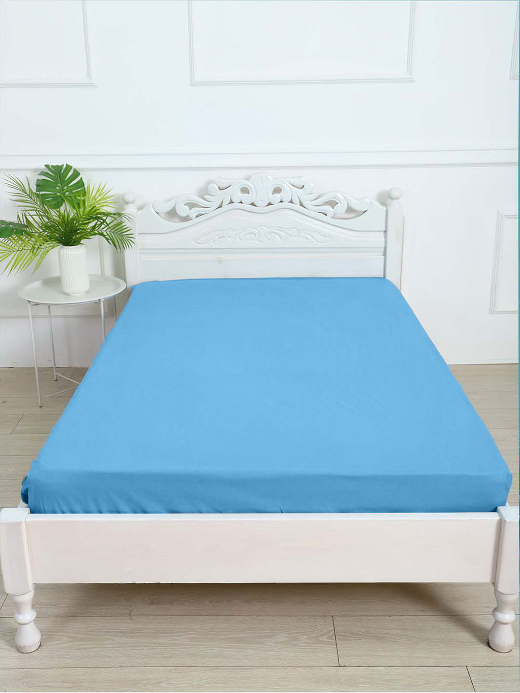 Простыня на резинке из поплина гладкокрашеного - Небесно-голубой 180х200х25