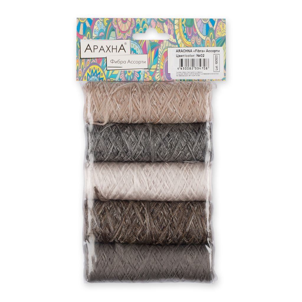 Пряжа ARACHNA Fibra Ассорти 100% полиэфир 5 х 20 г 110 м  10 м