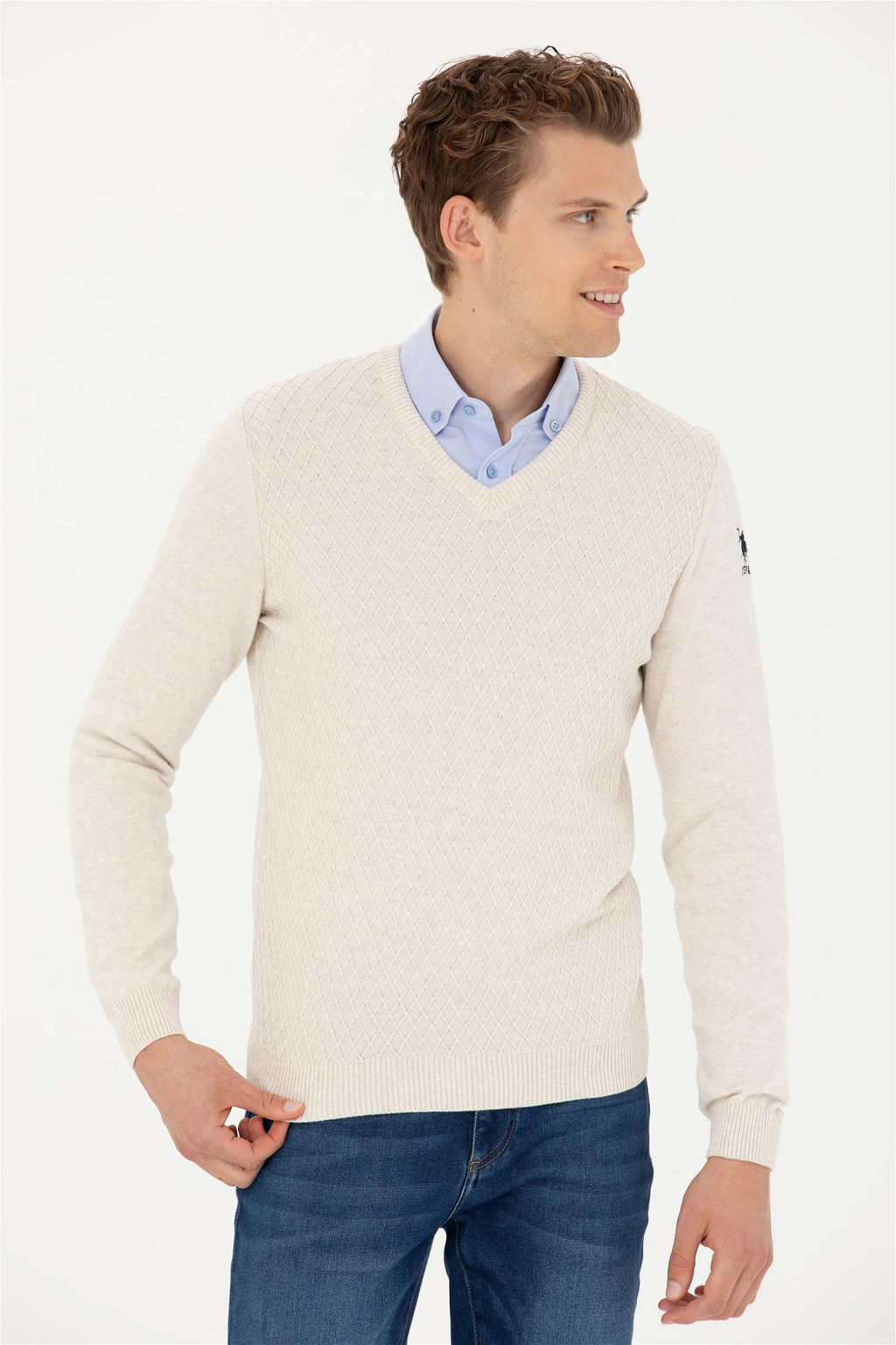 Мужской свитер из каменного меланжа - U.s. polo assn фото 10