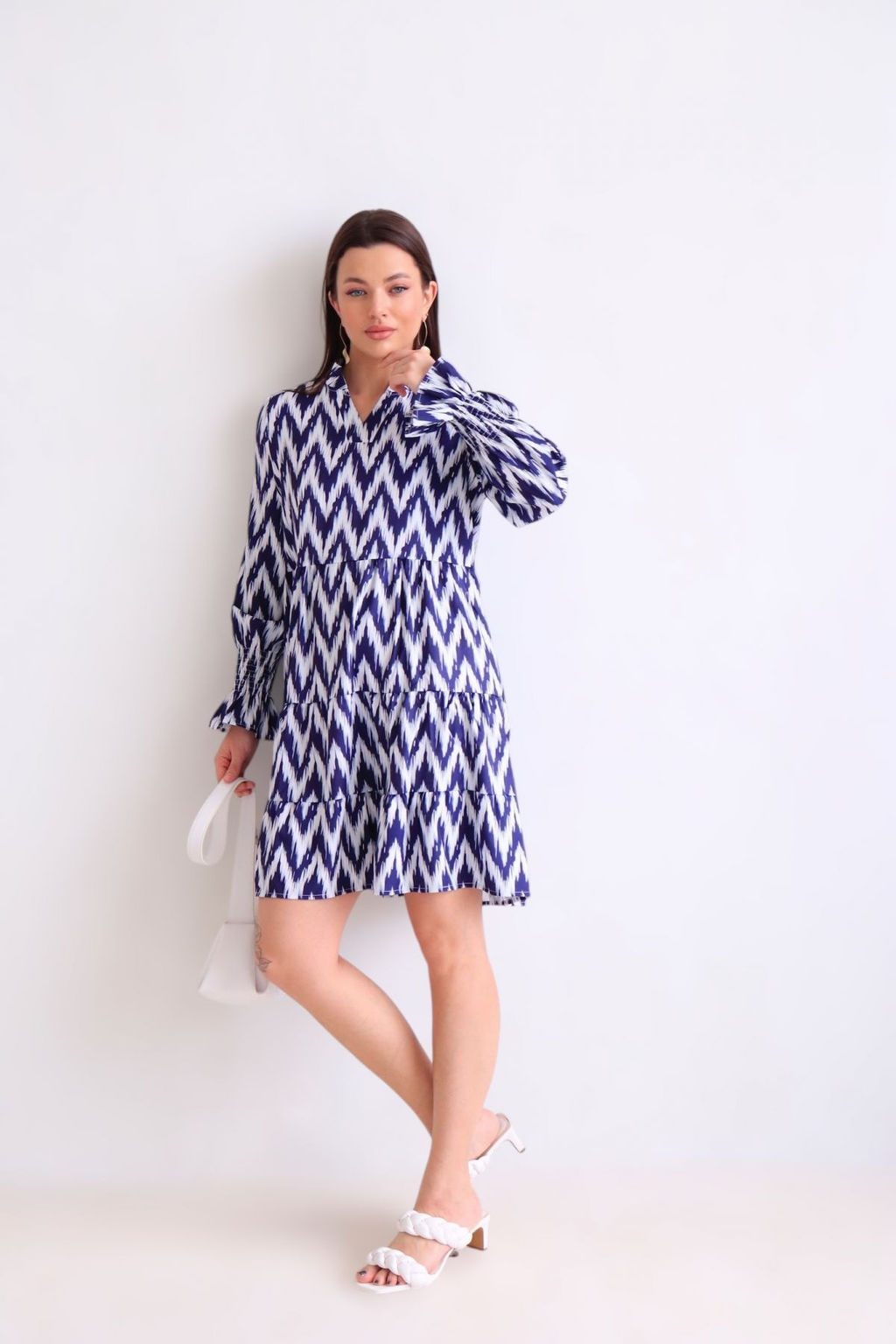 Martichelli Платье зиг-заг бело-синее  фото 8