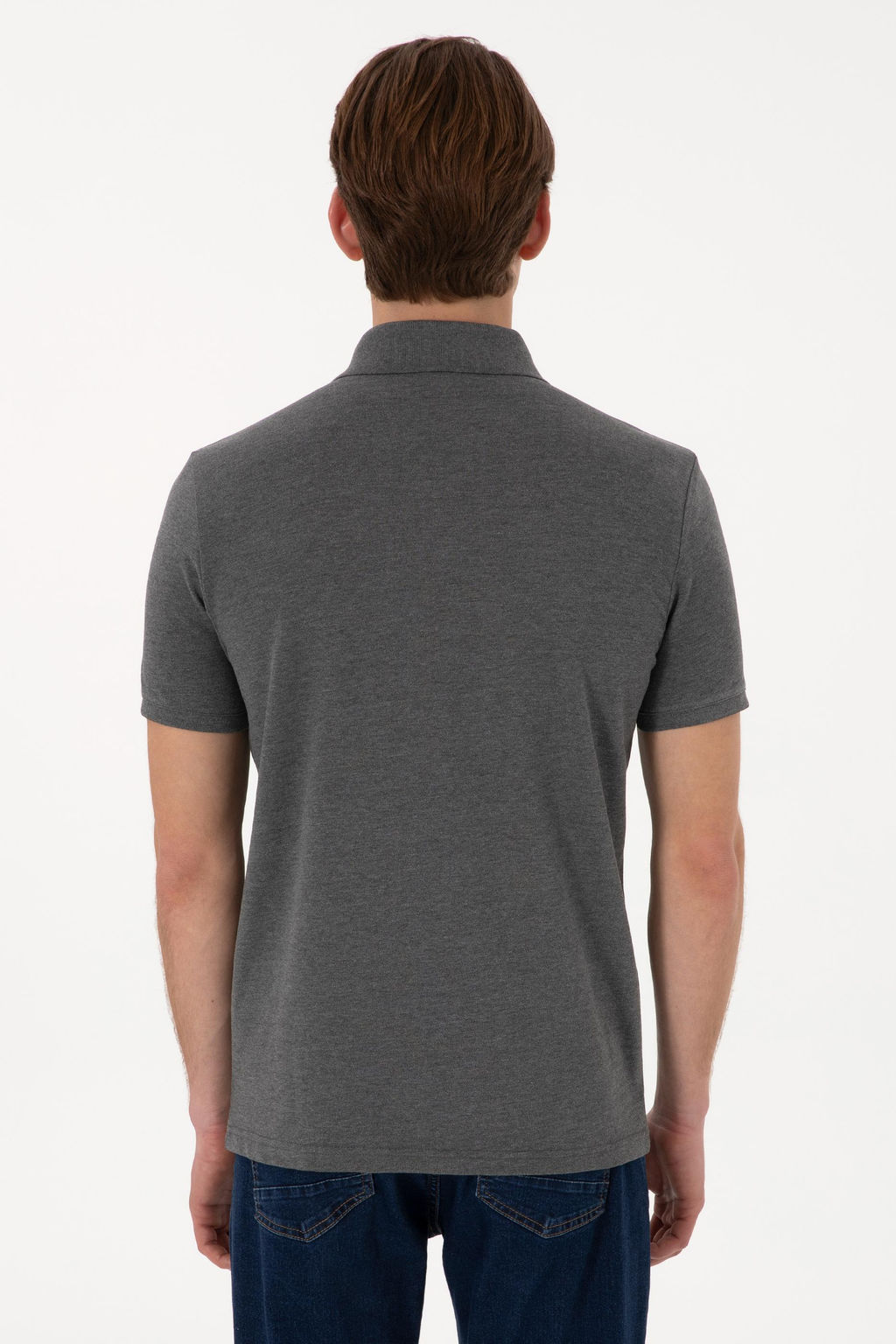 Erkek Slim Fit Polo Yaka Antrasit Melanj Basic Ti__rt Sepette S_rpriz _ndirim - U.s. polo assn фото 5