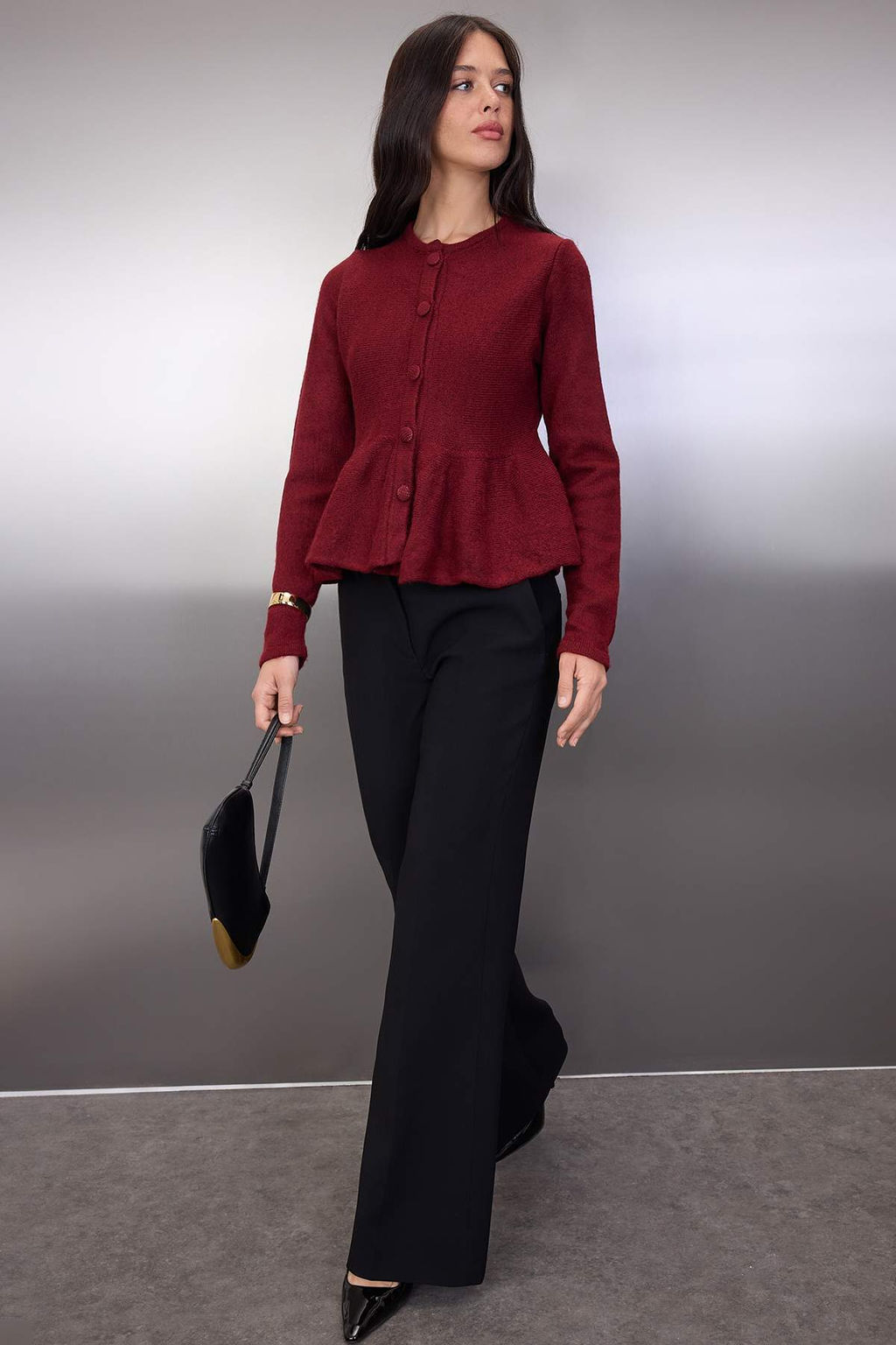 Antrasit Bisiklet Yaka Etek Ucu Volanl? Triko H?rka TWOAW26HI00232 - Trendyolmilla фото 12