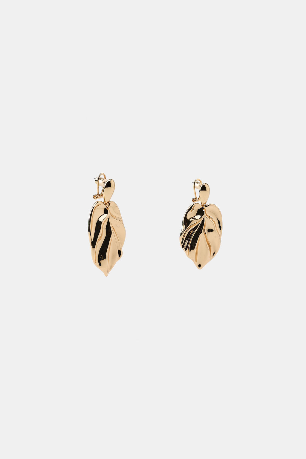 MAXI PENDIENTES MET?LICOS HOJA / Dorado - Zara фото 3