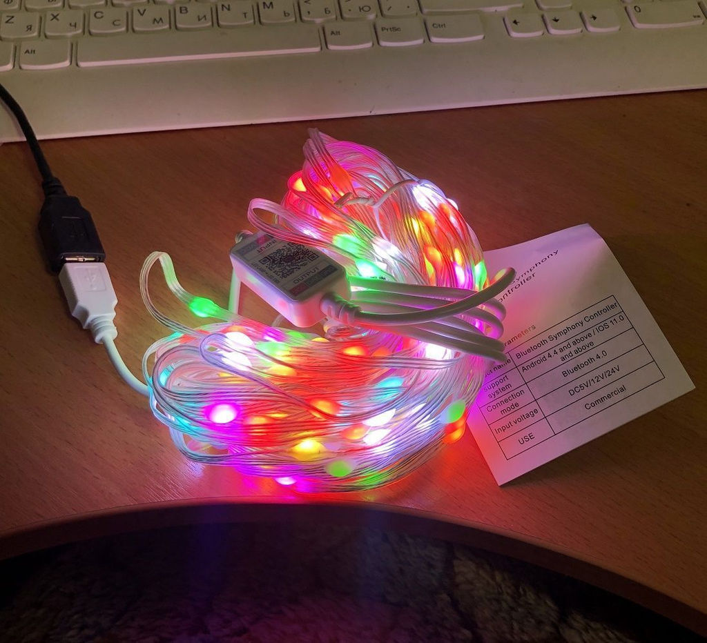 Smart гирлянда, светодиодная RGB с упавлением через телефон, 50 LED, 5 м - Super bat фото 3