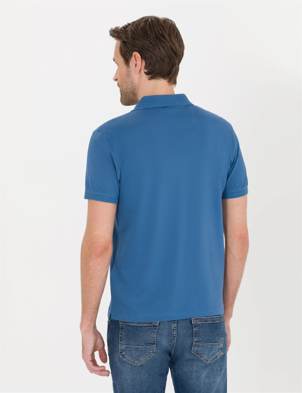 Koyu Mavi Slim Fit Polo Yaka Merserize Ti__rt - Pierre cardin фото 5