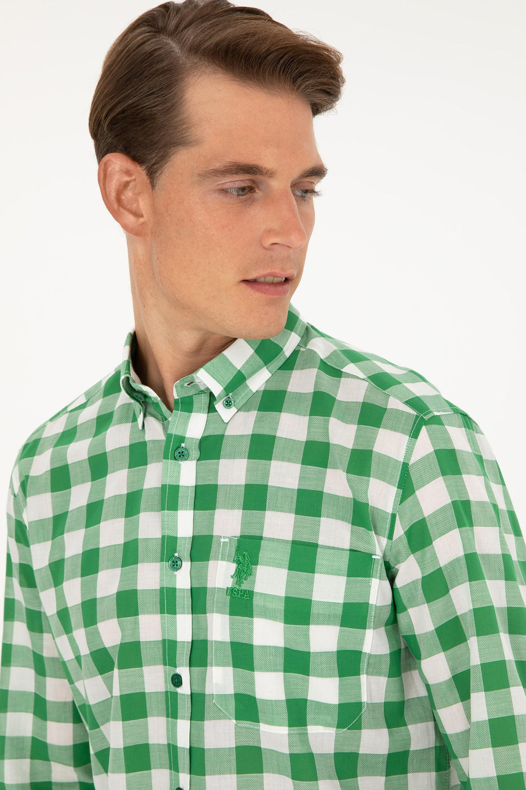 Мужская зеленая рубашка с длинным рукавом Неожиданная скидка в корзине - U.s. polo assn фото 2