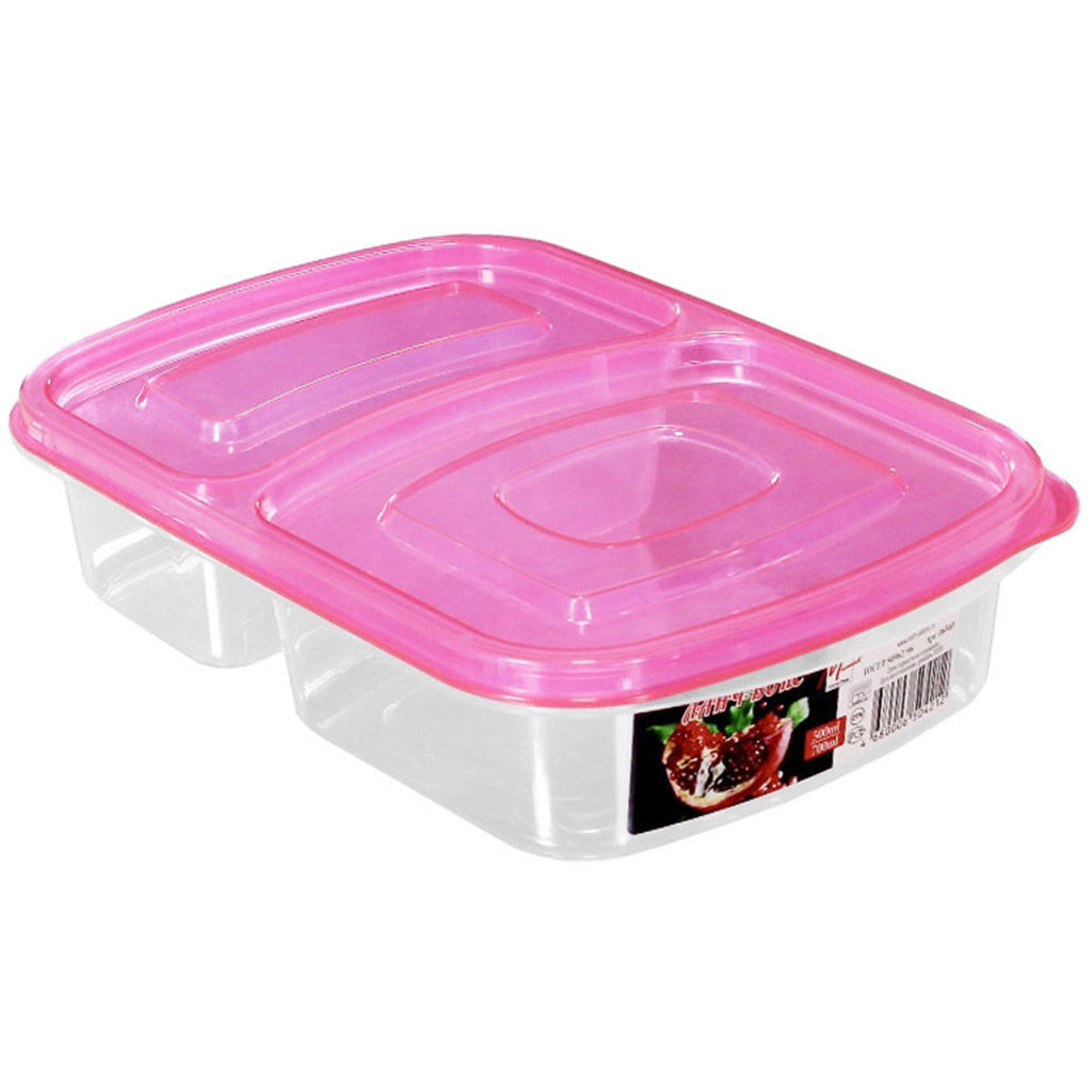 Контейнер для продуктов пластмассовый Ланч-Бокс 23,5х16х5,5см, 2 отделения, цвета микс (Россия) - Домашняя мода фото 5