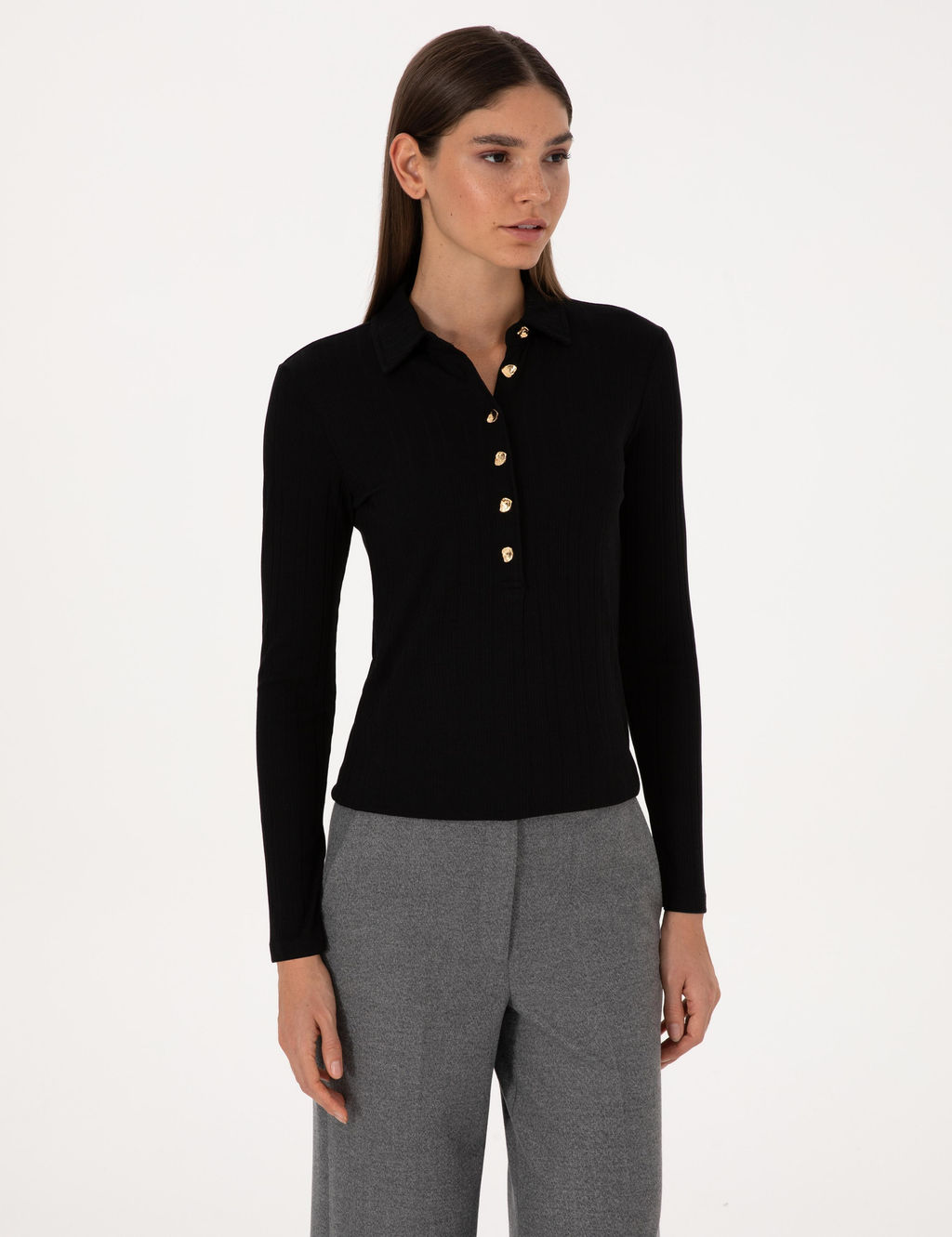 Siyah Slim Fit _rme Bluz - Pierre cardin фото 3