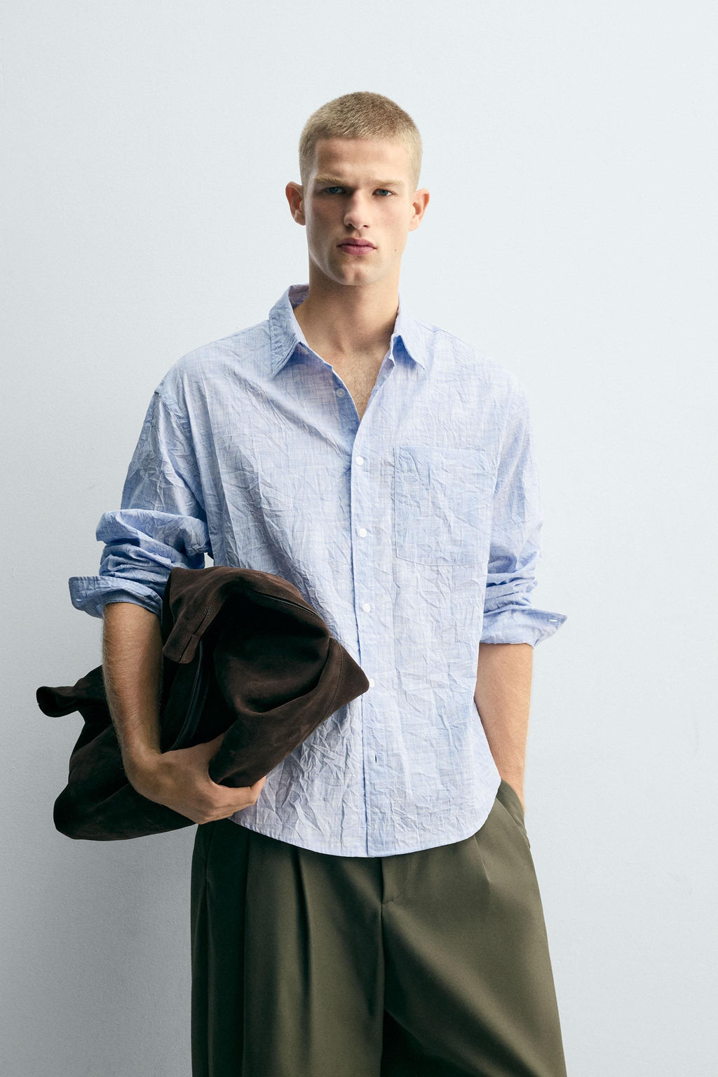 STRIPED CREASED-EFFECT SHIRT - Zara фото 2