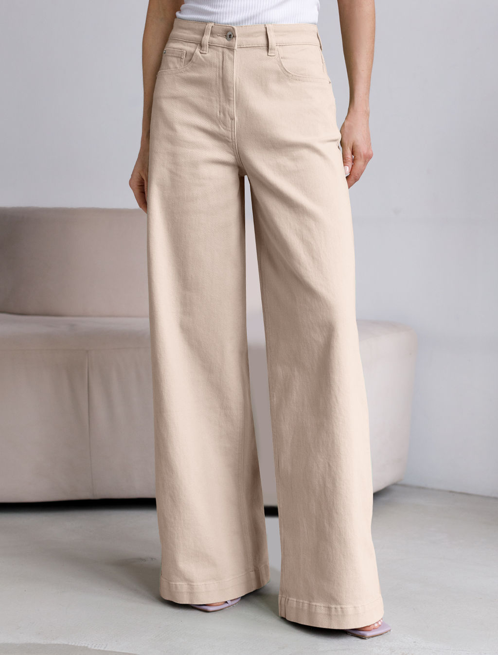 Джинсы Vilatte D54.137 хлопок с эластаном светло-бежевый