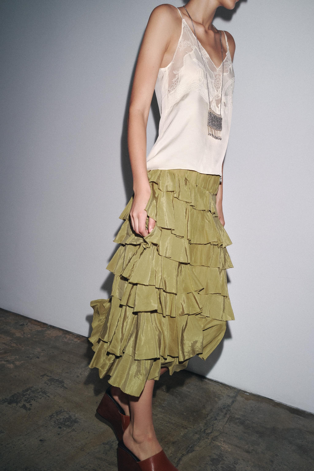 ZW COLLECTION MIDI SKIRT WITH RUFFLES - Zara фото 11