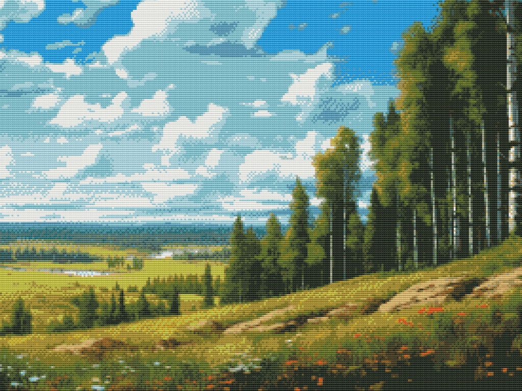 Вышивка крестиком 40х50см, Поля, природа