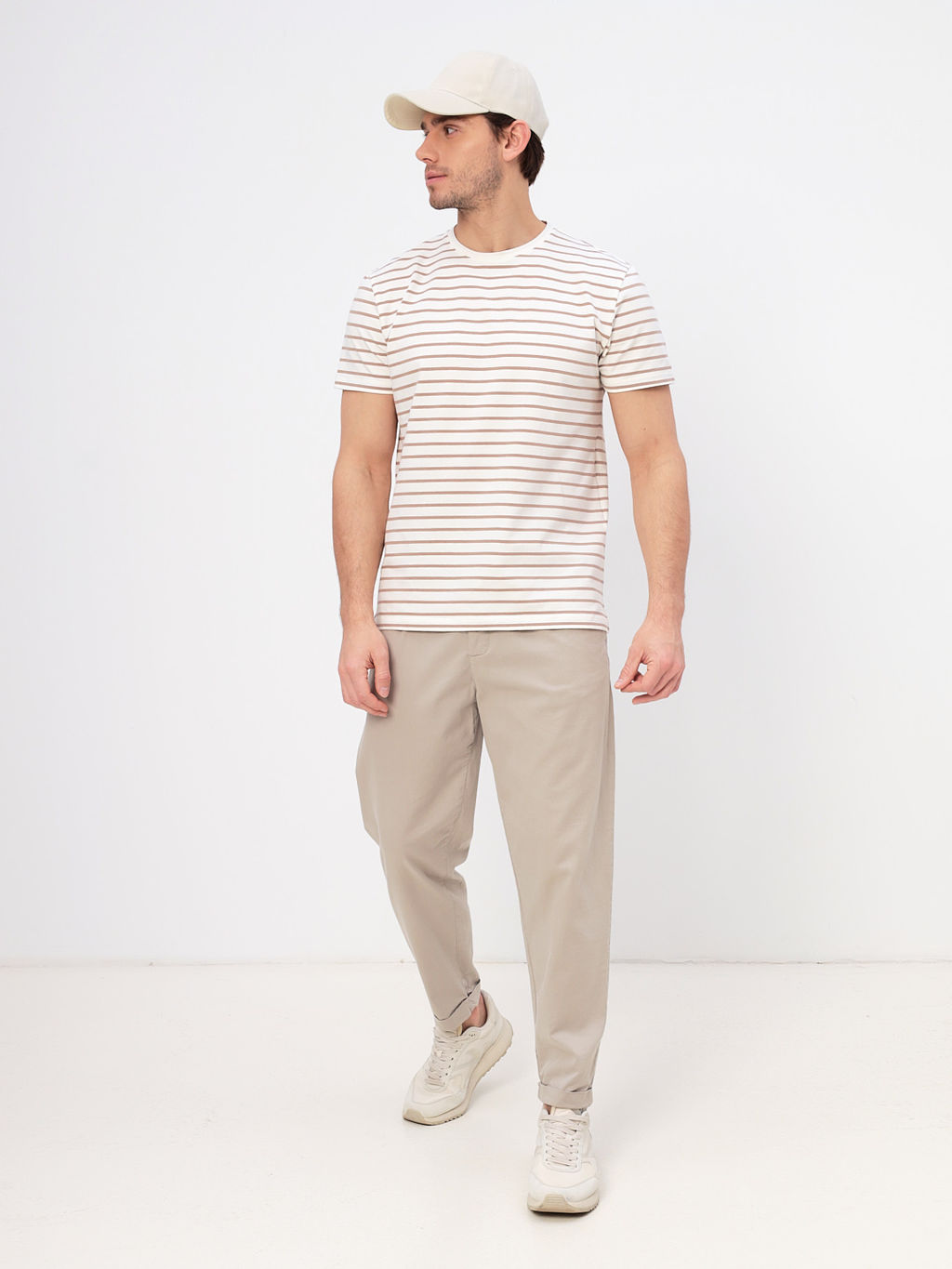 Футболка мужская короткий рукав GREG G145-KD4-UT24 (бежевая полоска)  фото 5