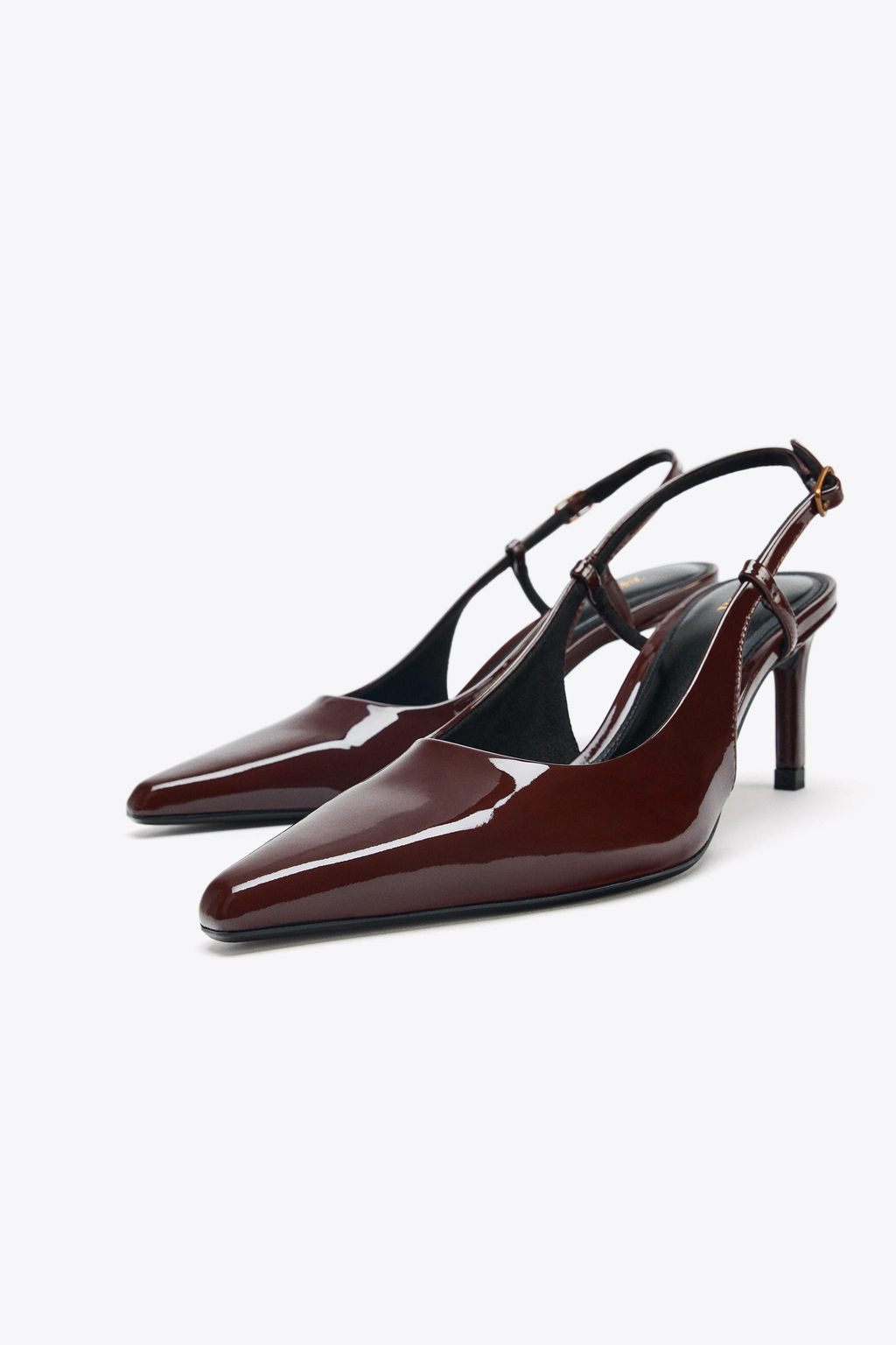FAUX PATENT HIGH-HEEL SLINGBACK SHOES