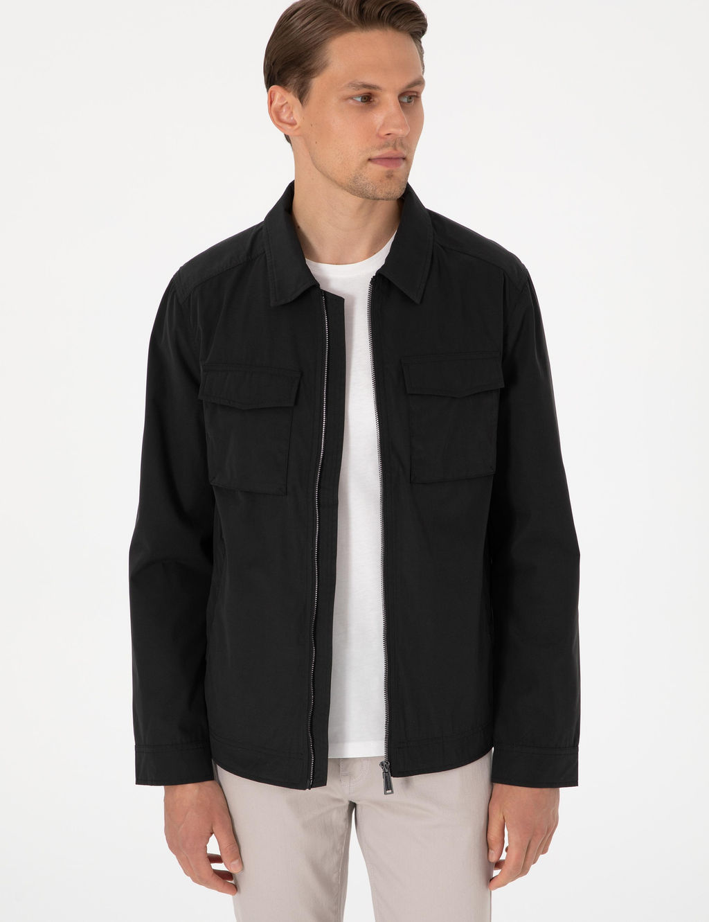 Siyah Rregular F_t Fermuarl_ _nce Ceket - Pierre cardin фото 3