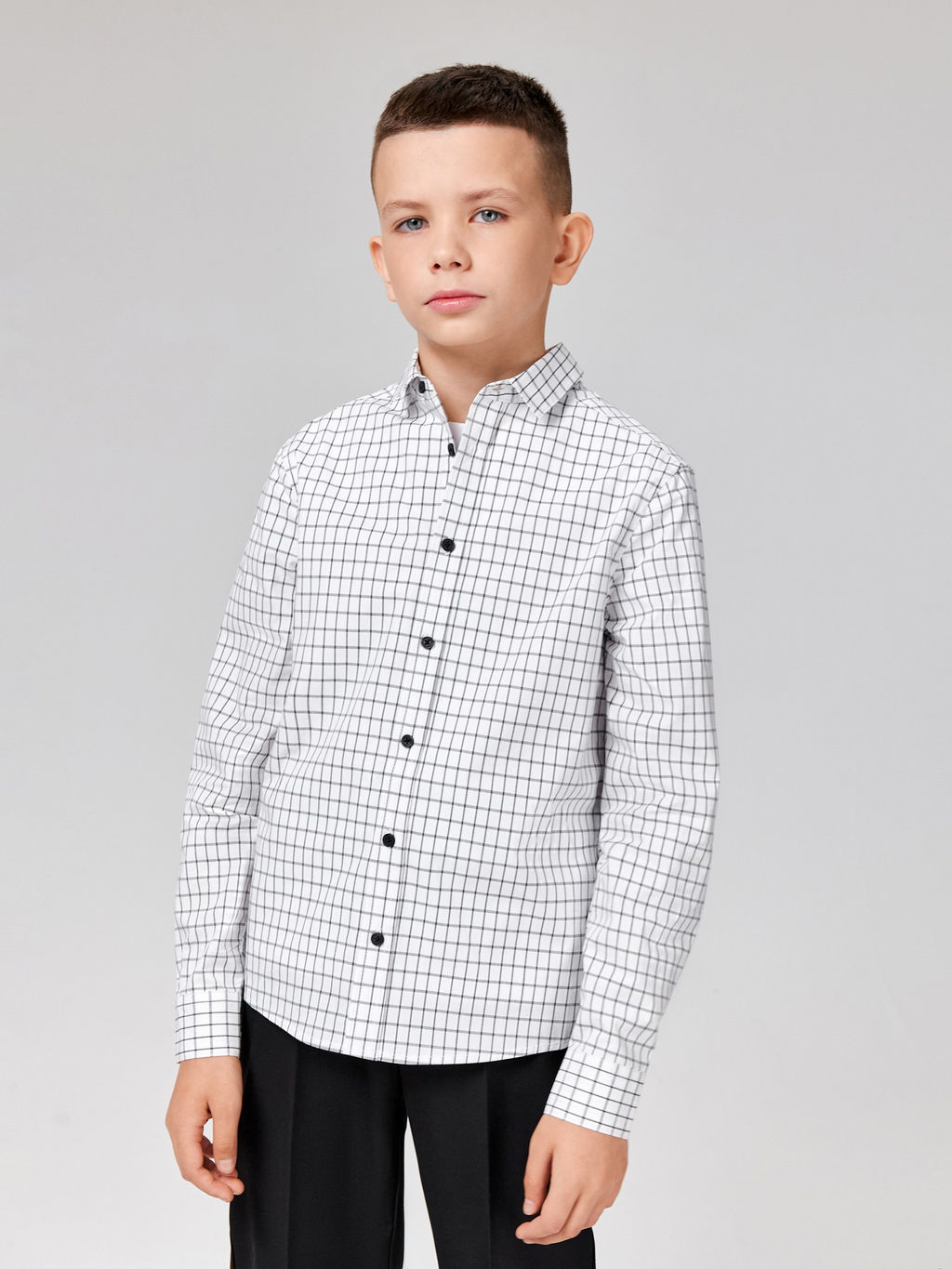 ACOOLA / Сорочка верхняя детская для мальчиков Bogdan черно-белая клетка  фото 5