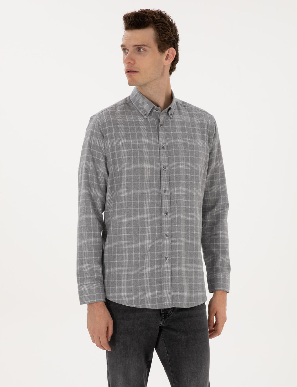 Gri Regular Fit Uzun Kollu G_mlek - Pierre cardin фото 3