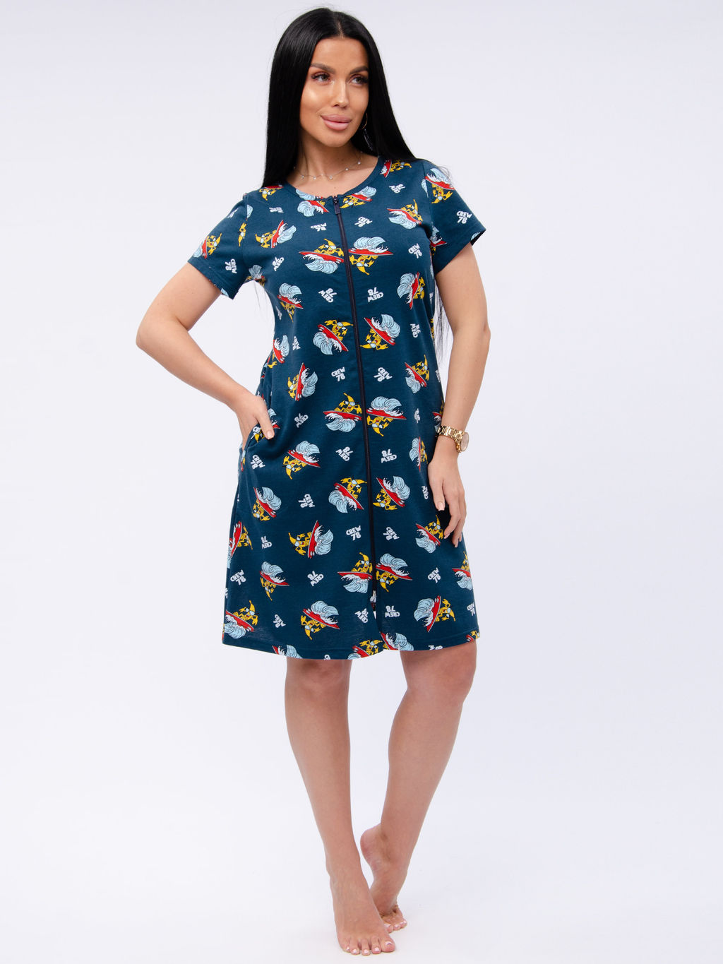 Халат "Красотка 11" бананы, трикотаж