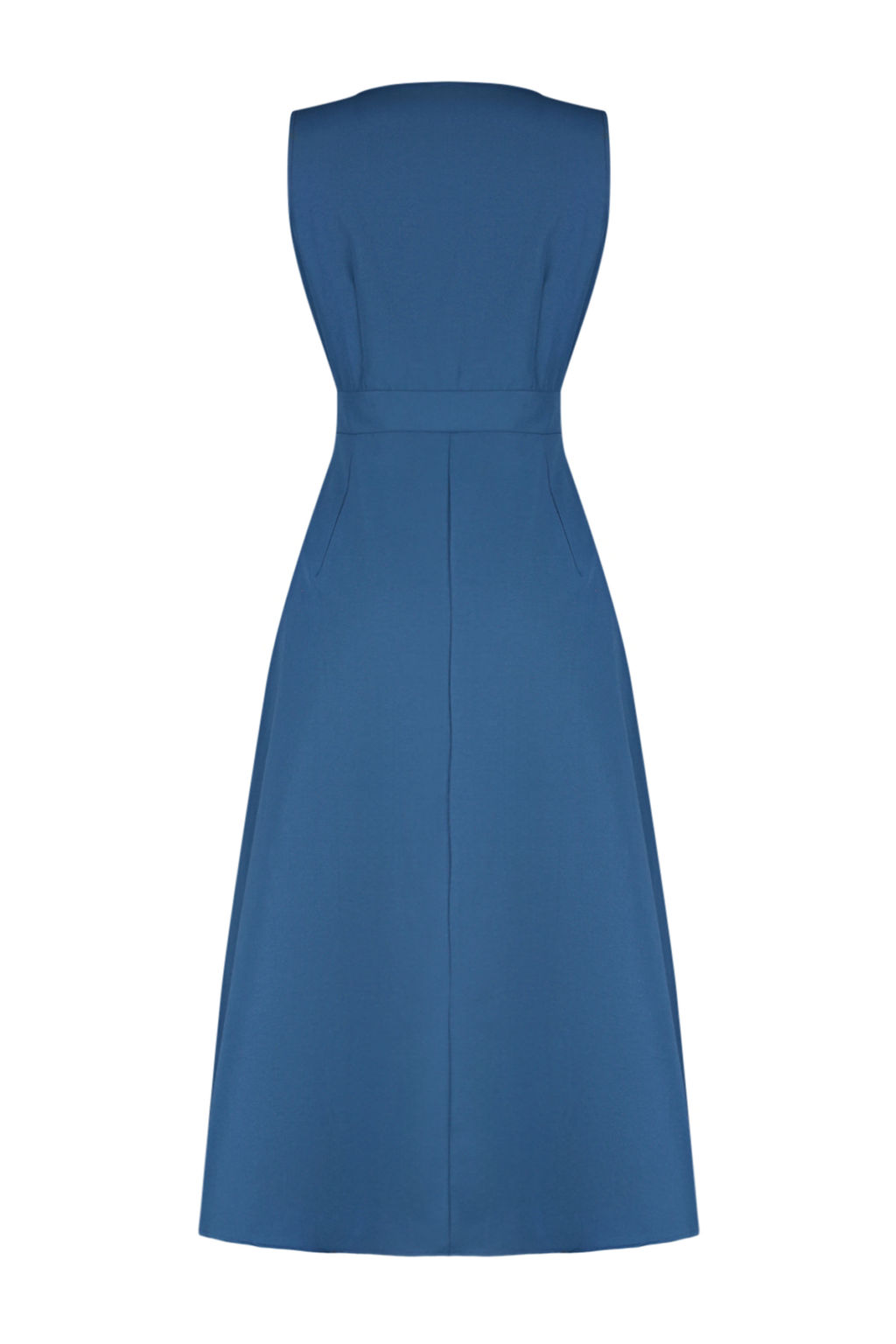 Lacivert A Kesim Kruvaze Yaka Dugme Detayl? Midi Dokuma Elbise TWOSS24EL00348 - Trendyolmilla фото 8