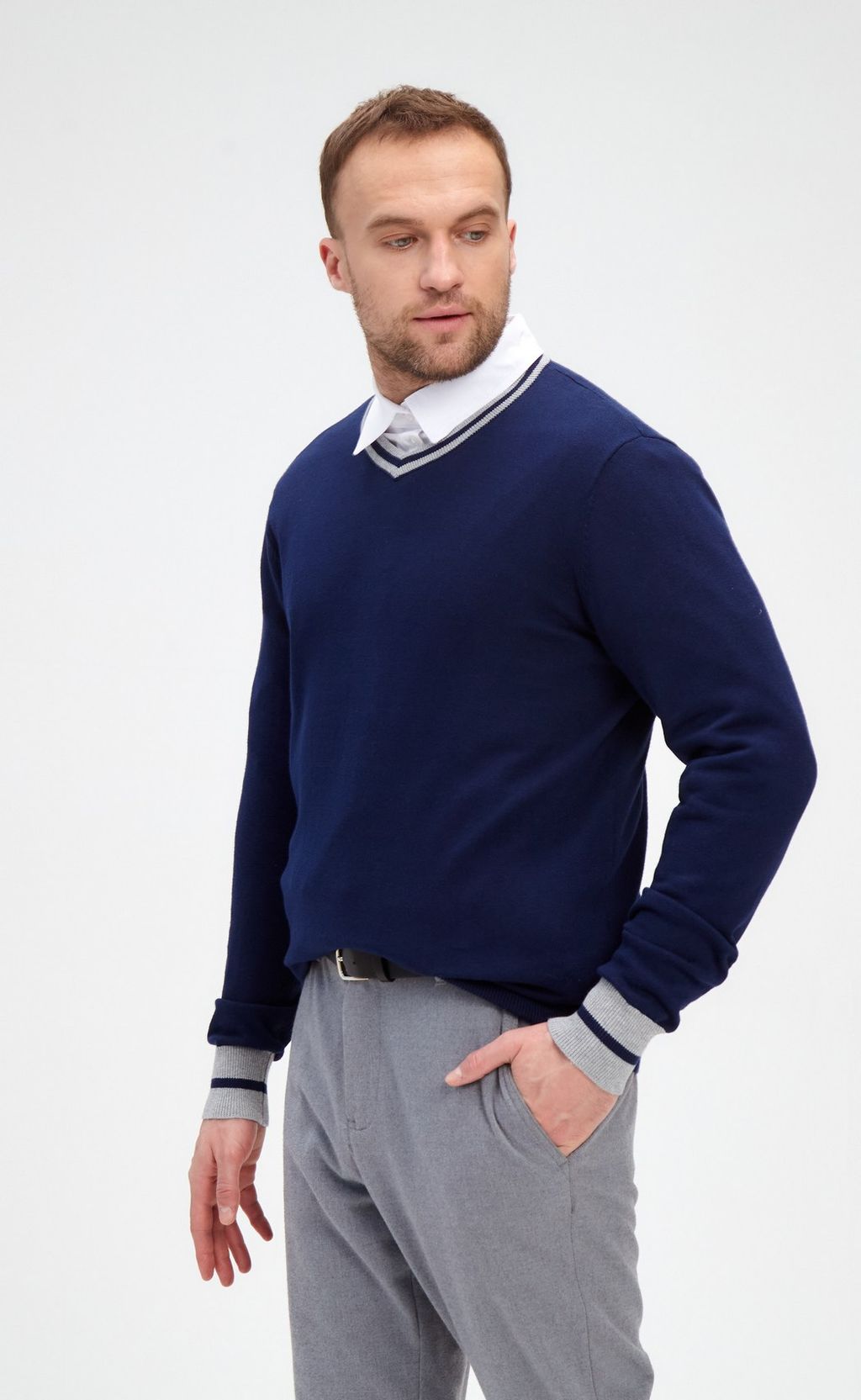 Пуловер F221-15-833 d.blue-grey melange - Fine joyce фото 10