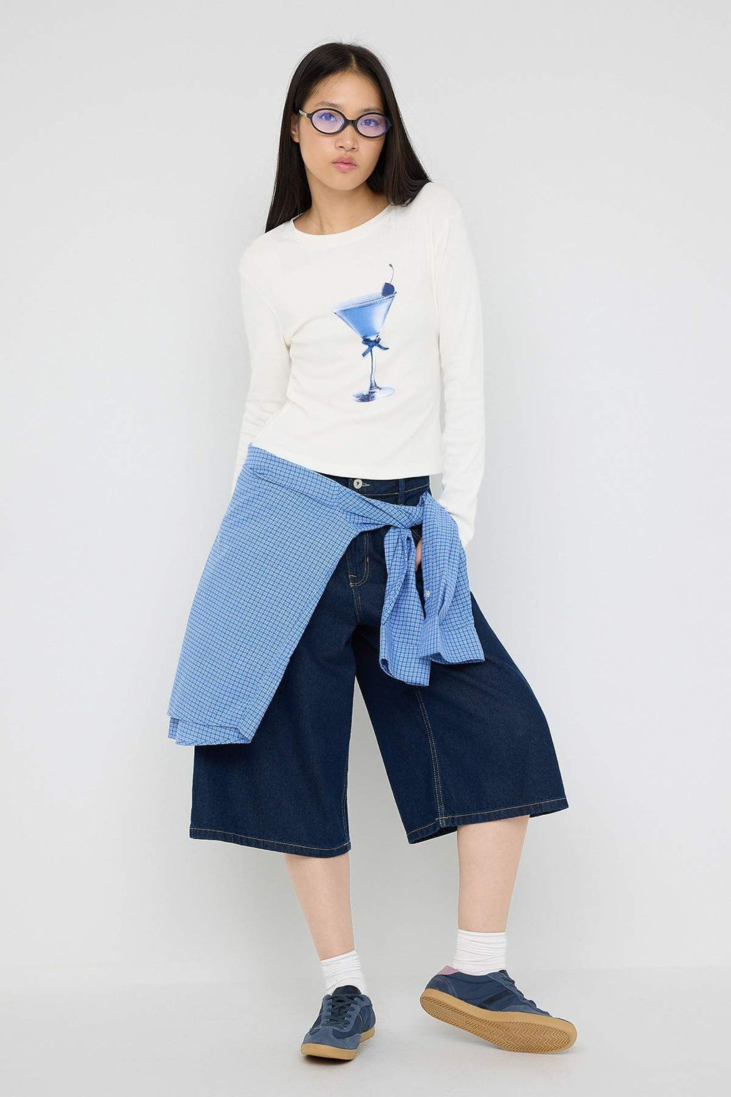 Teen Ekru Bask? ve Fiyonk Detayl? Fitted/Vucuda Oturan Orme Bluz TWOAW25BZ00126