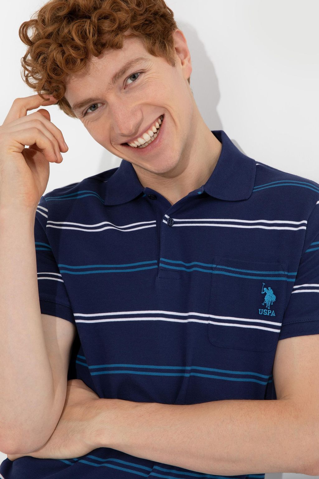 U. S. Polo Assn Мужская темно-синяя футболка с воротником-поло - U.s. polo assn фото 2