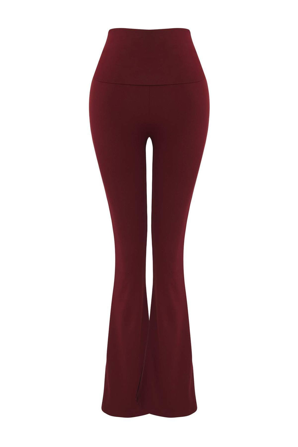 Bordo F?rcal? Soft Kumas Bel Katlama Detayl? Flare/Ispanyol Paca Yoga Orme Spor Tayt THMAW26TY00001