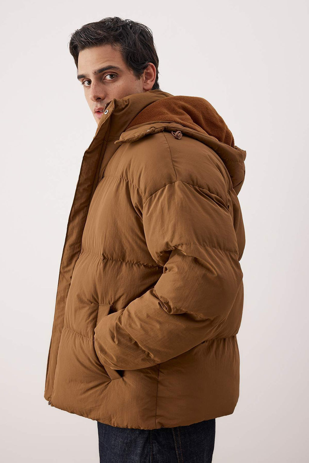 TRENDYOL MAN Erkek Ac?k Mavi Oversize Fit Kapusonlu Taslan K?sl?k Sisme Mont TMNAW25MO00005 - Trendyolmilla фото 20