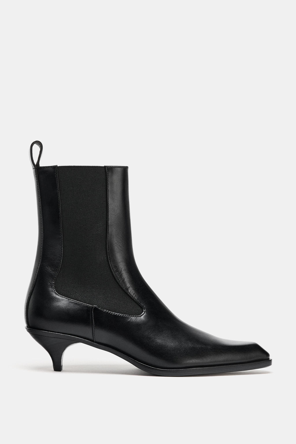 LIMITED EDITION LEATHER KITTEN HEEL ANKLE BOOTS - Zara фото 4