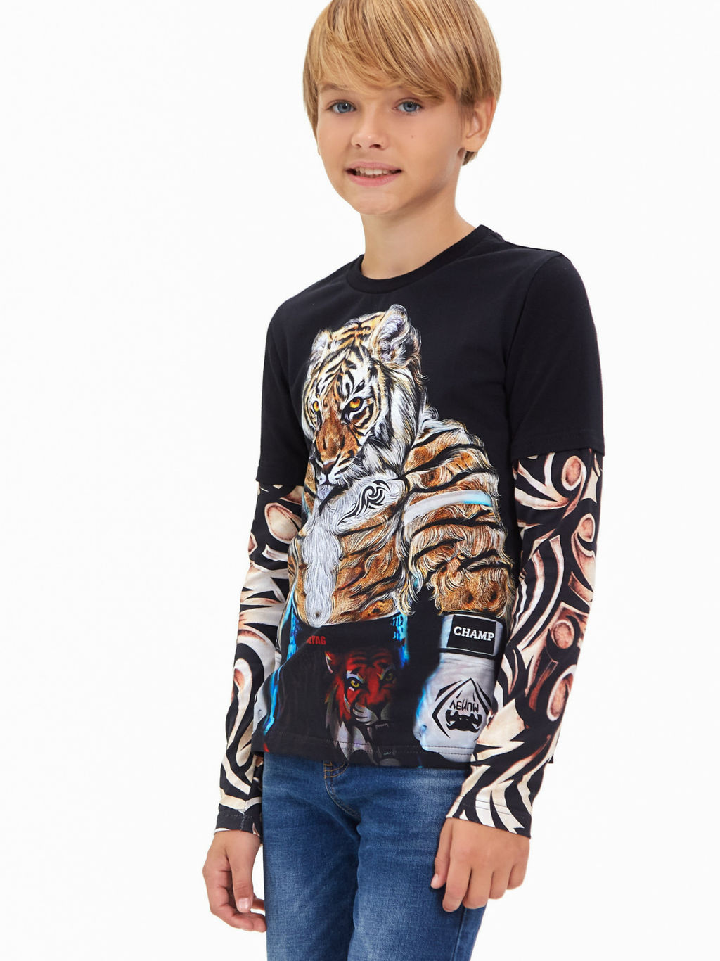 Футболка с длинным рукавом "Тату",чёрный