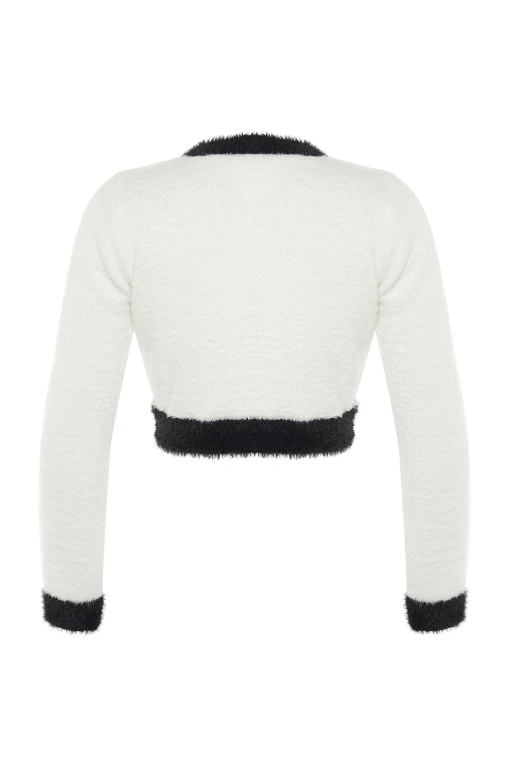 Ekru Crop Sakal/Tuylu Iplikli Ceket Gorunumlu Triko H?rka TWOAW23HI00549