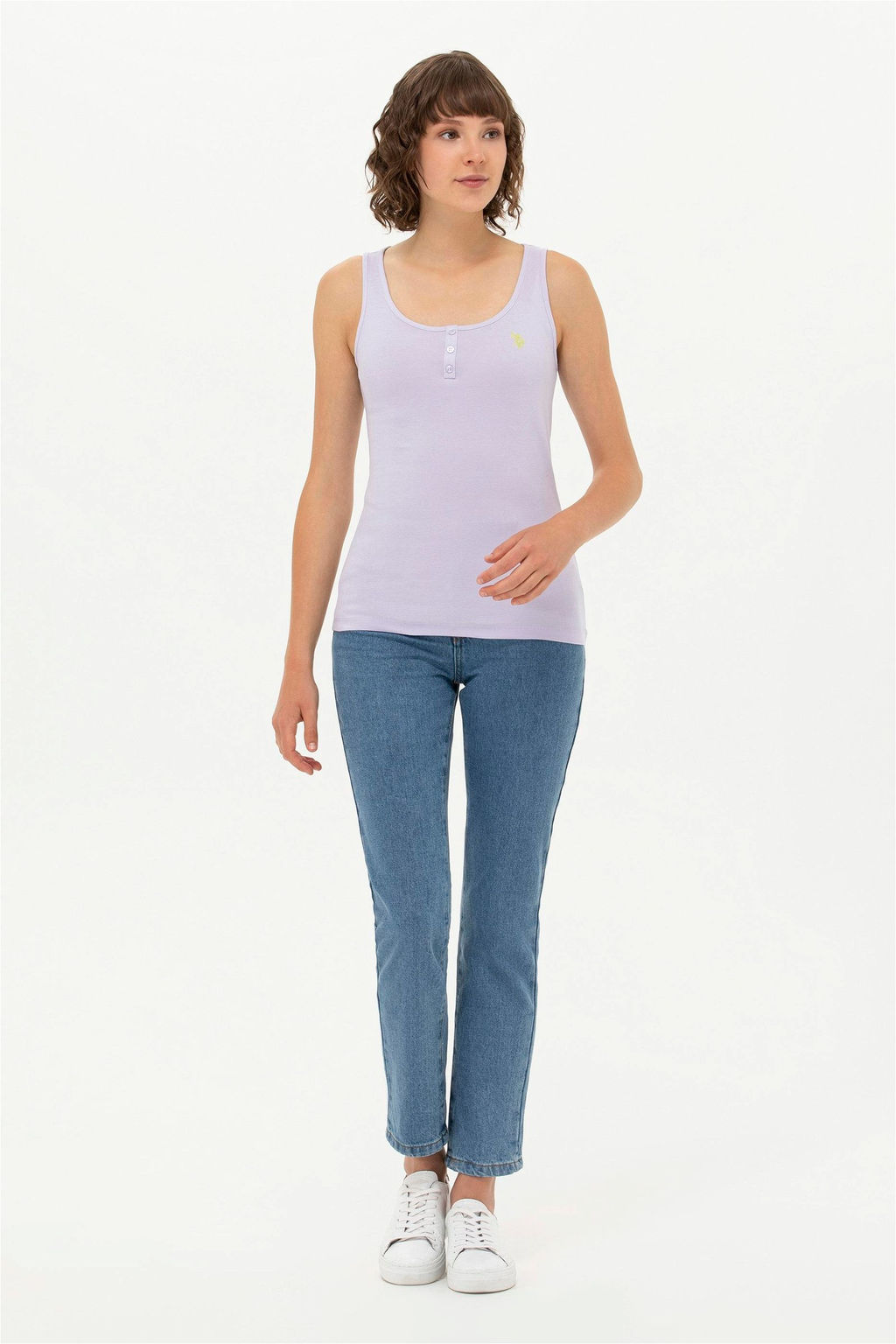 U. S. Polo Assn Женская сиреневая базовая футболка без рукавов с круглым вырезом - U.s. polo assn фото 2
