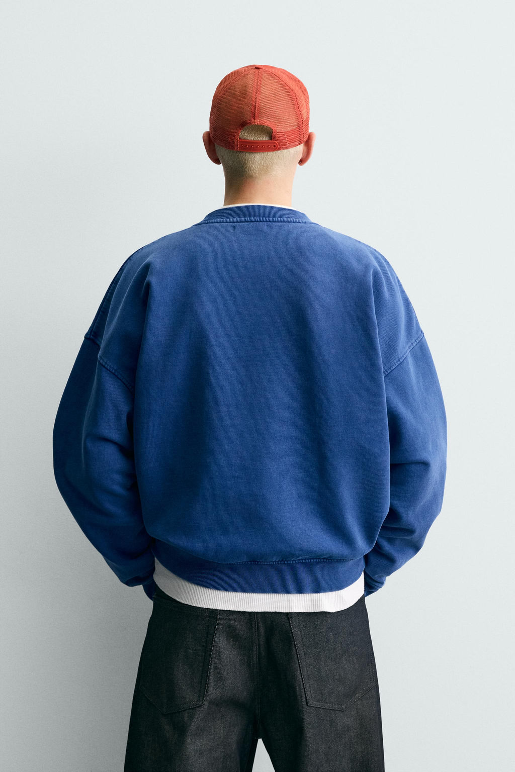 SUDADERA BOXY FIT TEXTOS ESTAMPADOS / Marino - Zara фото 3