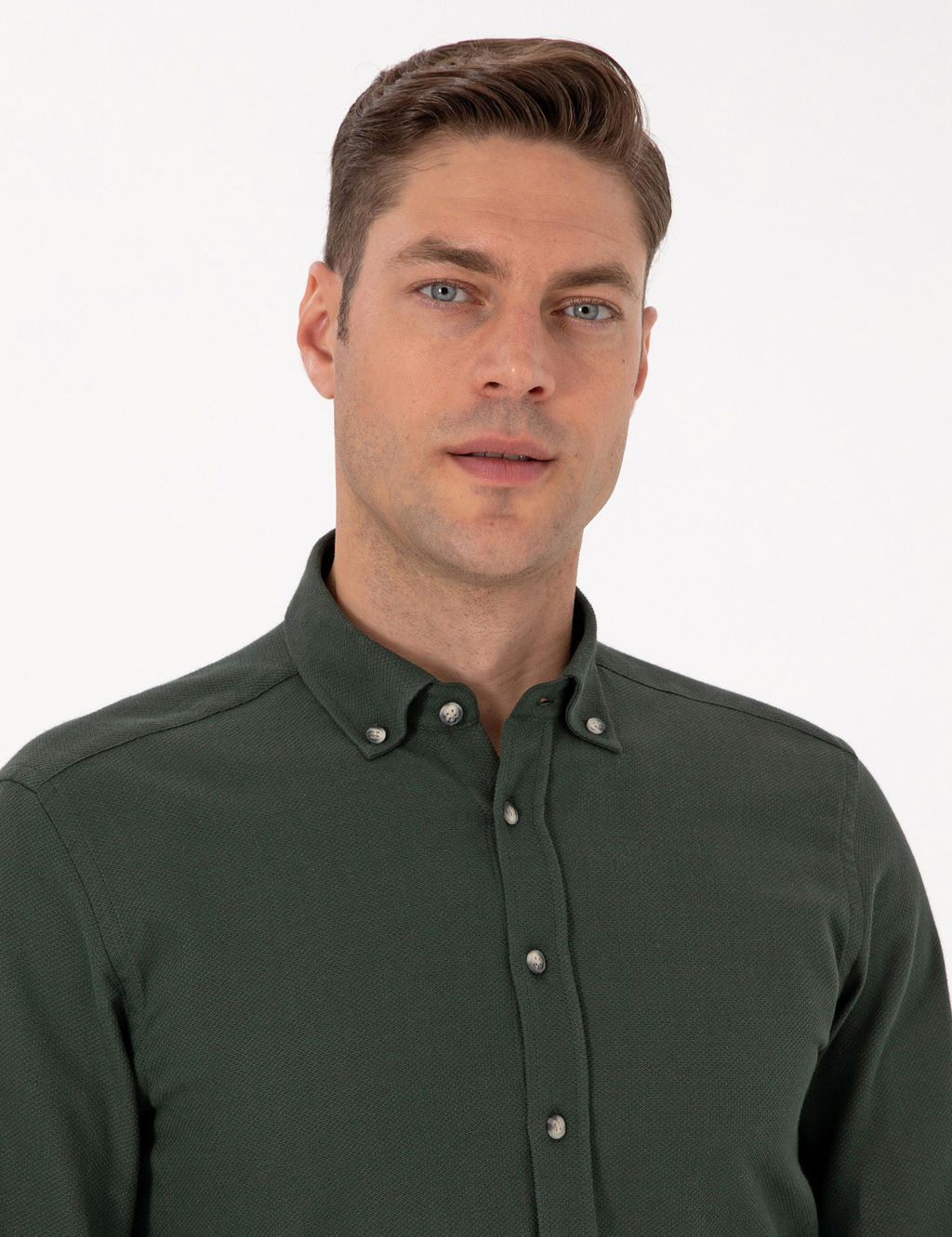 Koyu Haki Slim Fit Uzun Kollu G_mlek - Pierre cardin фото 2