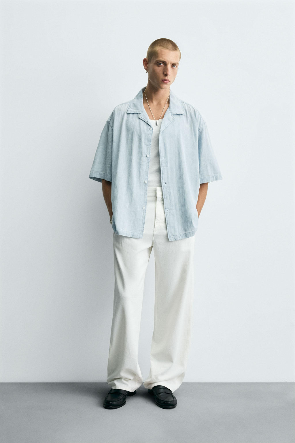 STRIPED JACQUARD WASHED SHIRT