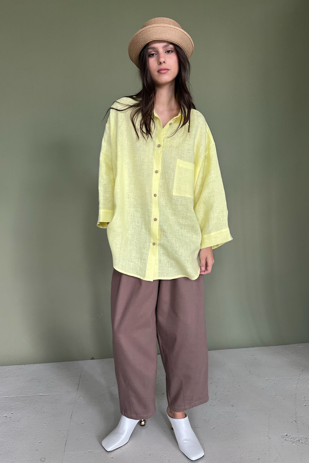 Брюки-бананы DENIM086/02/Песочный - YPSILON фото 2