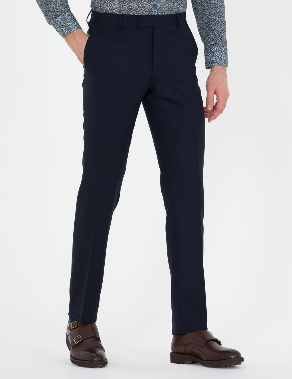 Тканевые брюки узкого кроя темно-синего цвета - Cacharel фото 2