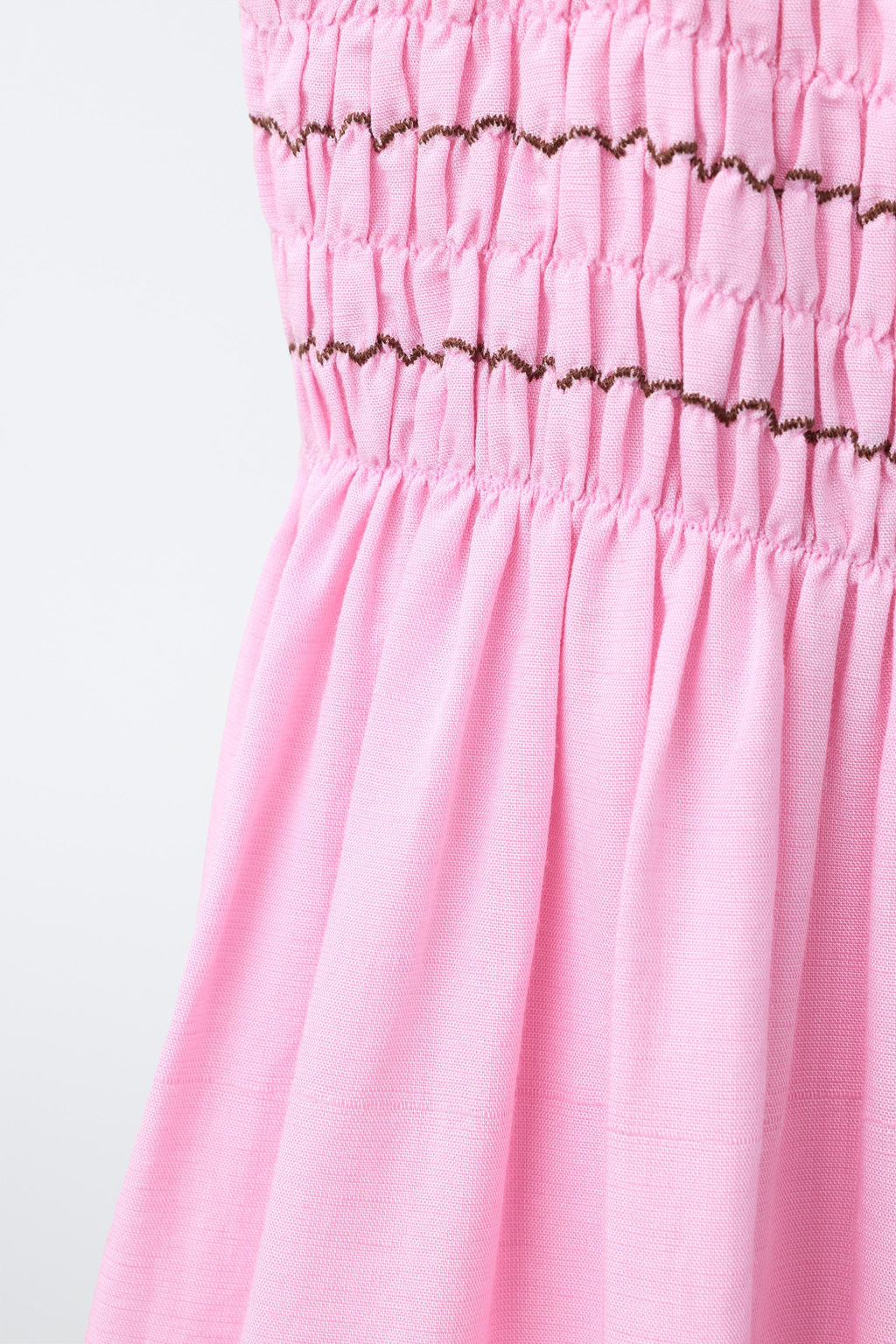 VESTIDO NIDO DE ABEJA CON LINO / Rosa - Zara фото 4