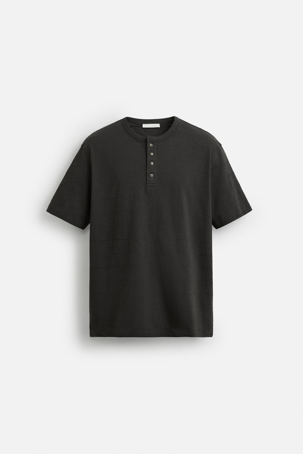 STRIPED BUTTON NECK T-SHIRT - Zara фото 7