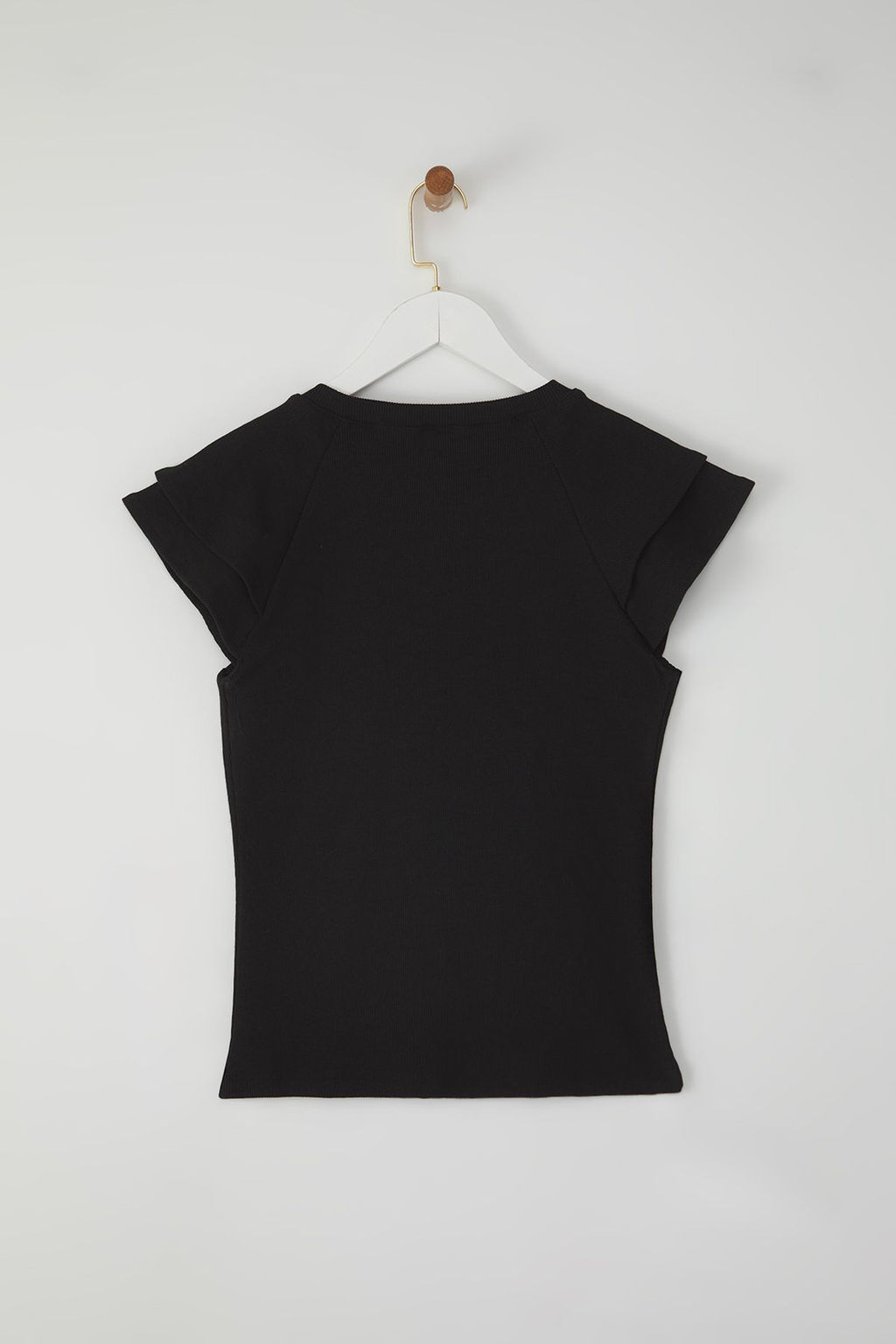 Trendyolmilla Siyah Kollar? F?rf?rl? Fitted/Vucuda Oturan Fitilli Orme Bluz TWOSS25BZ00483
