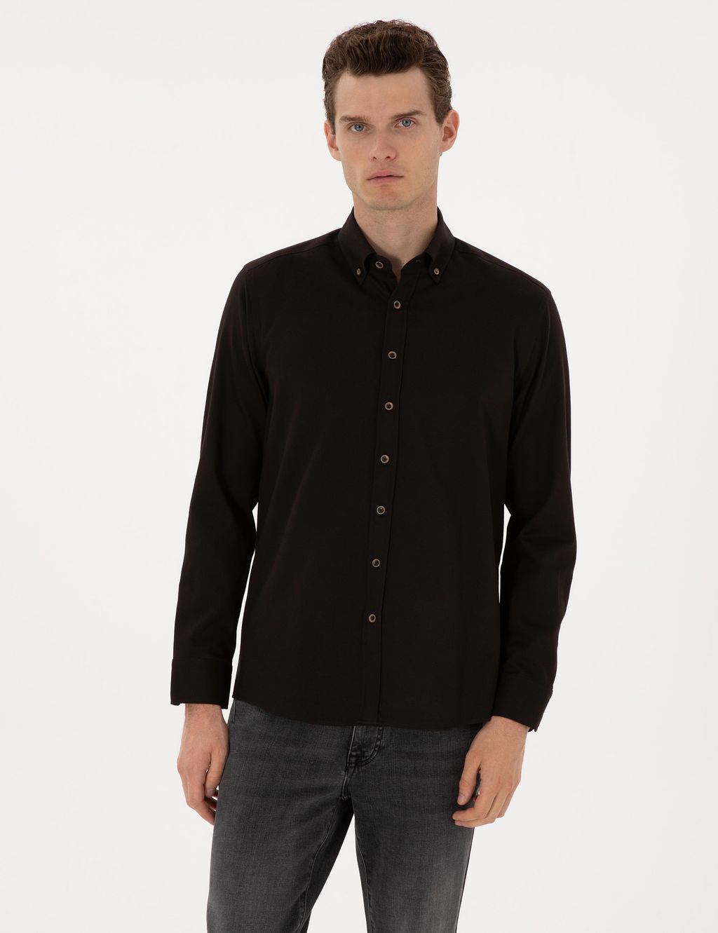 Koyu Kahverengi Regular Fit Uzun Kollu G_mlek - Pierre cardin фото 3