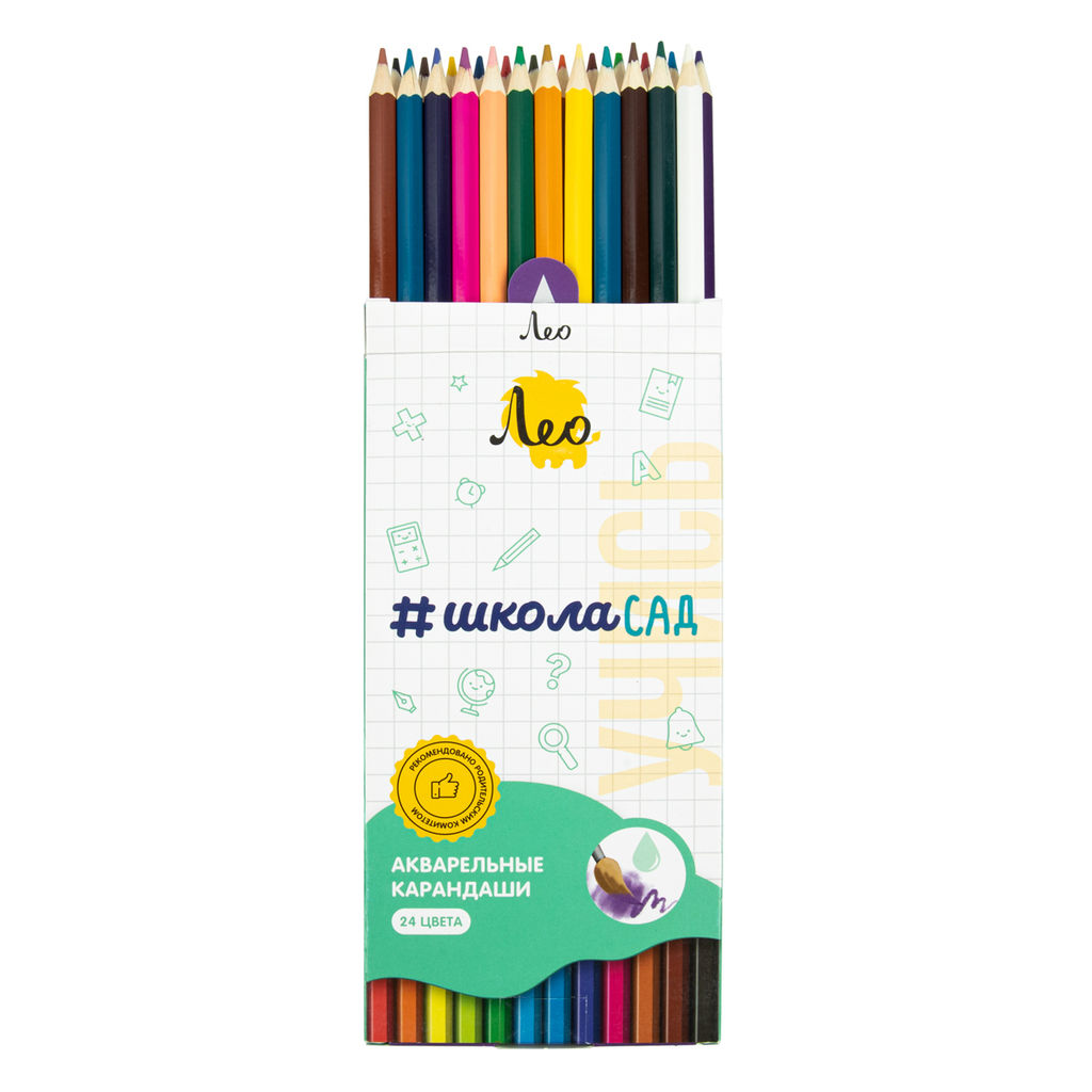 Лео ШколаСад LSWP-24 Набор акварельных карандашей заточенный 4 х 24 цв