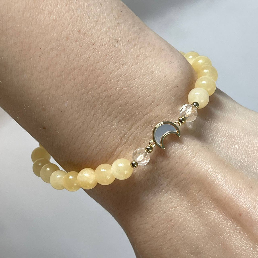 Браслет со вставкой из Кальцита и Горного Хрусатля 17 см