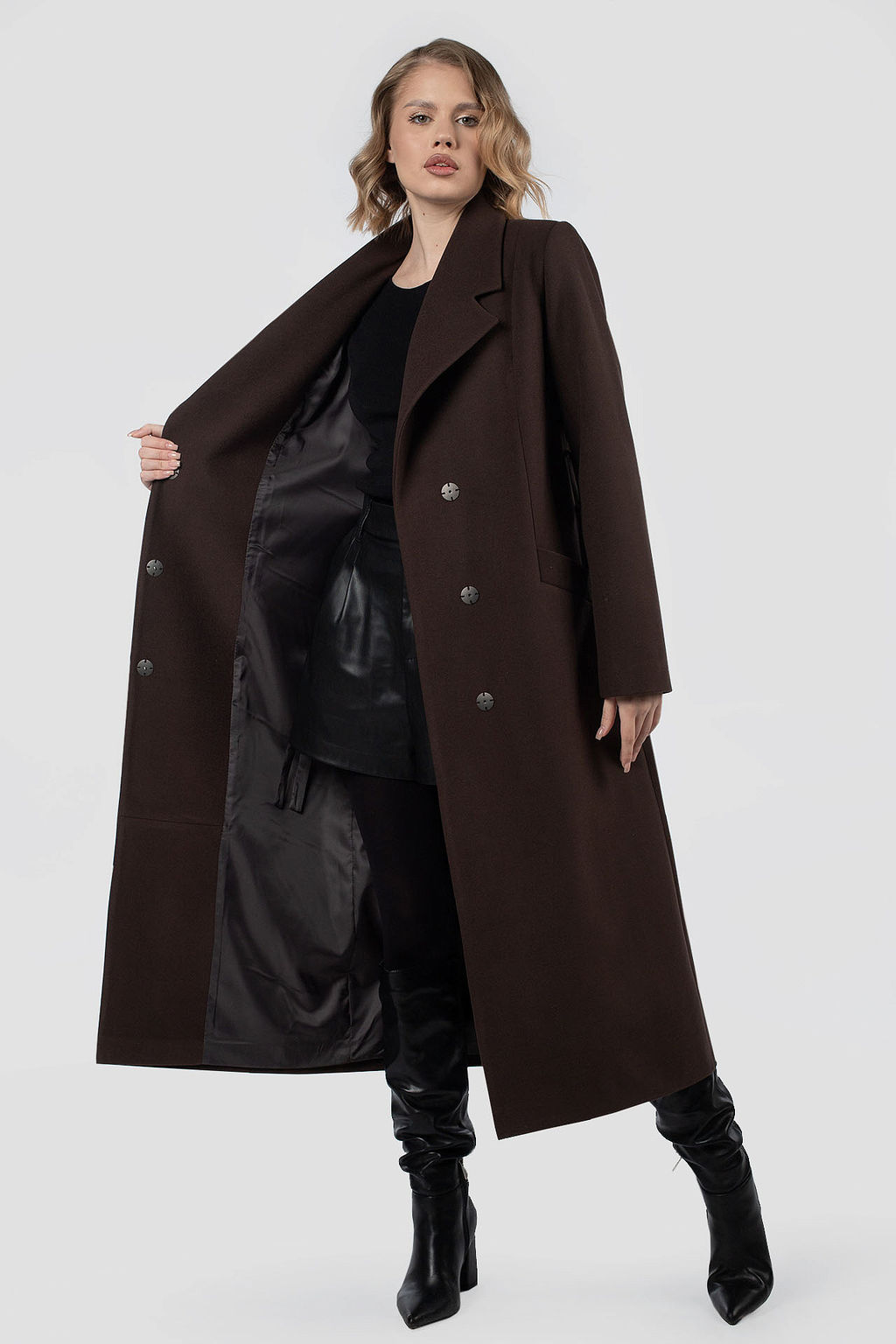 01-12170 Пальто женское демисезонное (пояс) - El podio фото 2