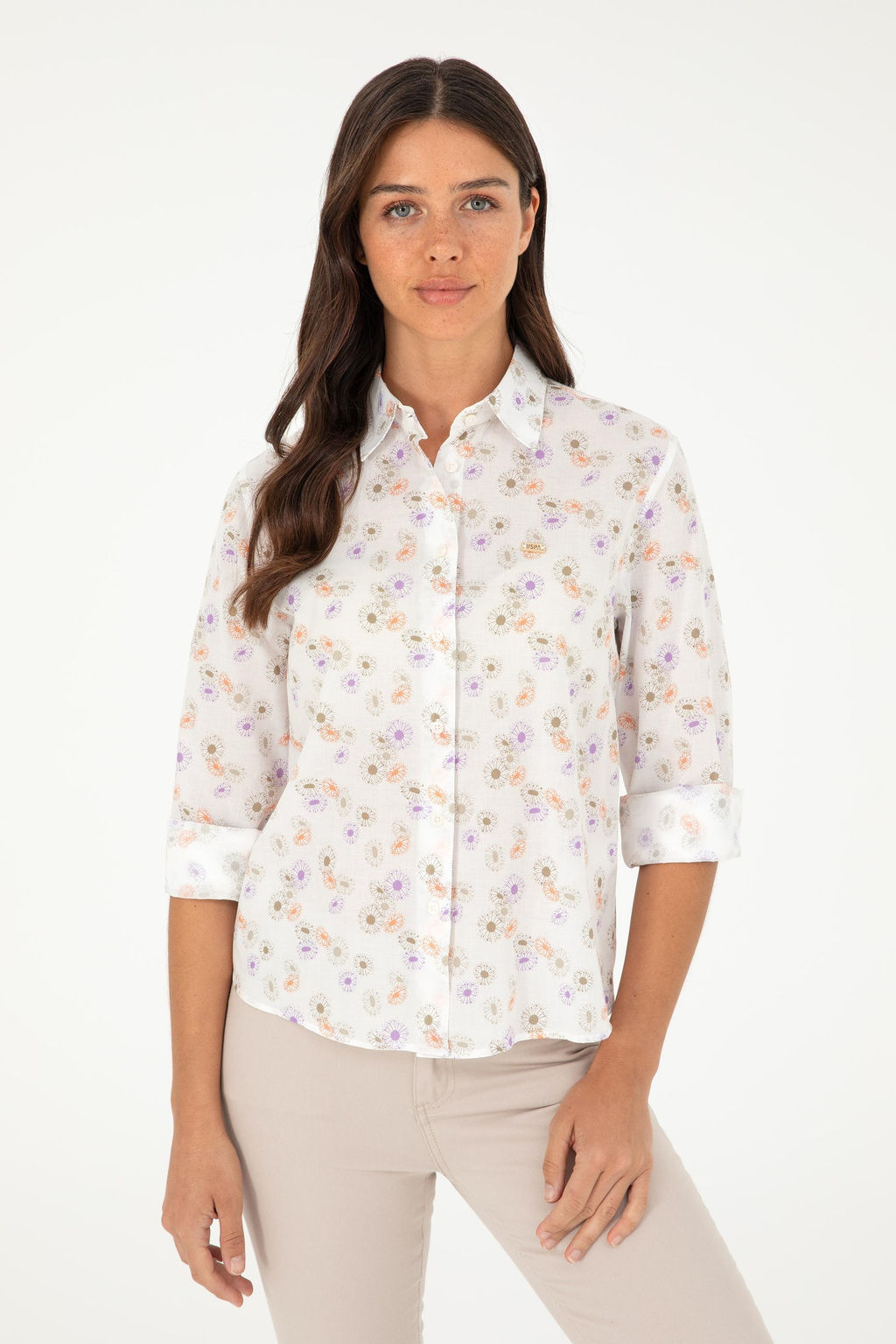 U. S. Polo Assn / Женская рубашка цвета хаки с длинным рукавом - U.s. polo assn фото 3