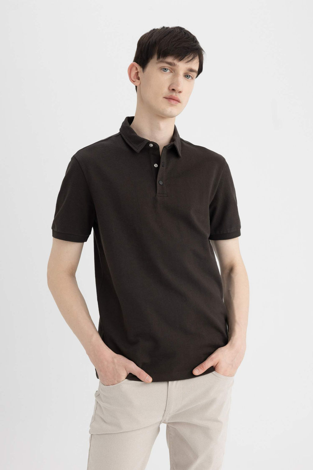 Slim Fit Dar Kesim K?sa Kollu Polo Tisort - Defacto фото 3