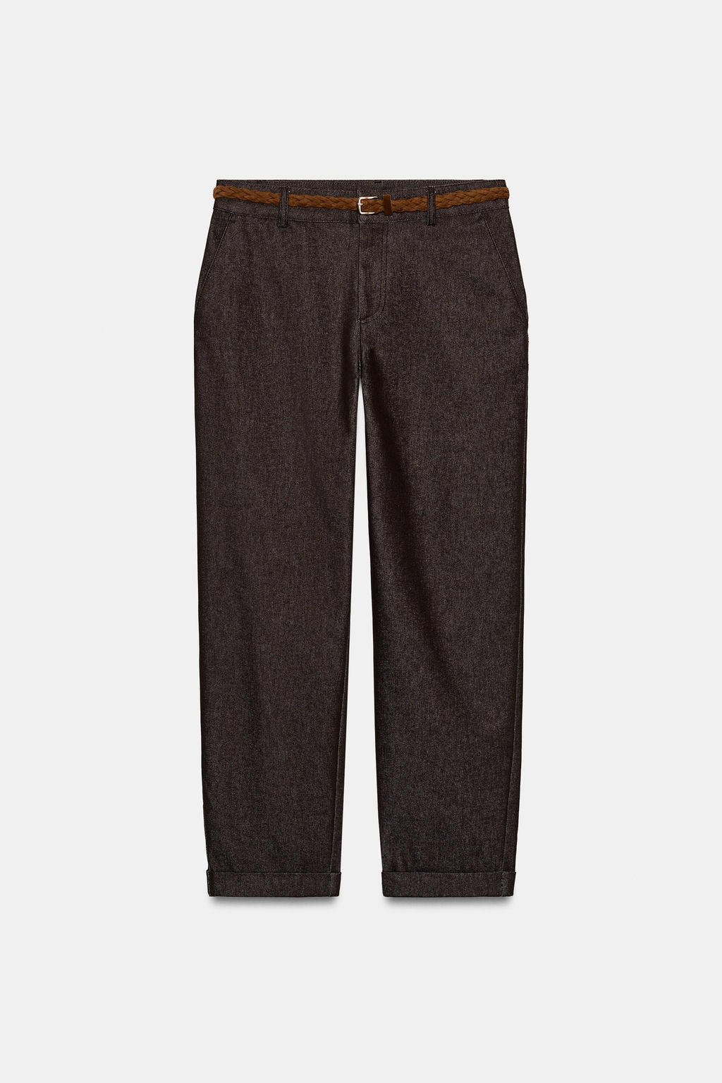 PANTAL?N CHINO CINTUR?N TRENZADO / Marr?n - Zara фото 8